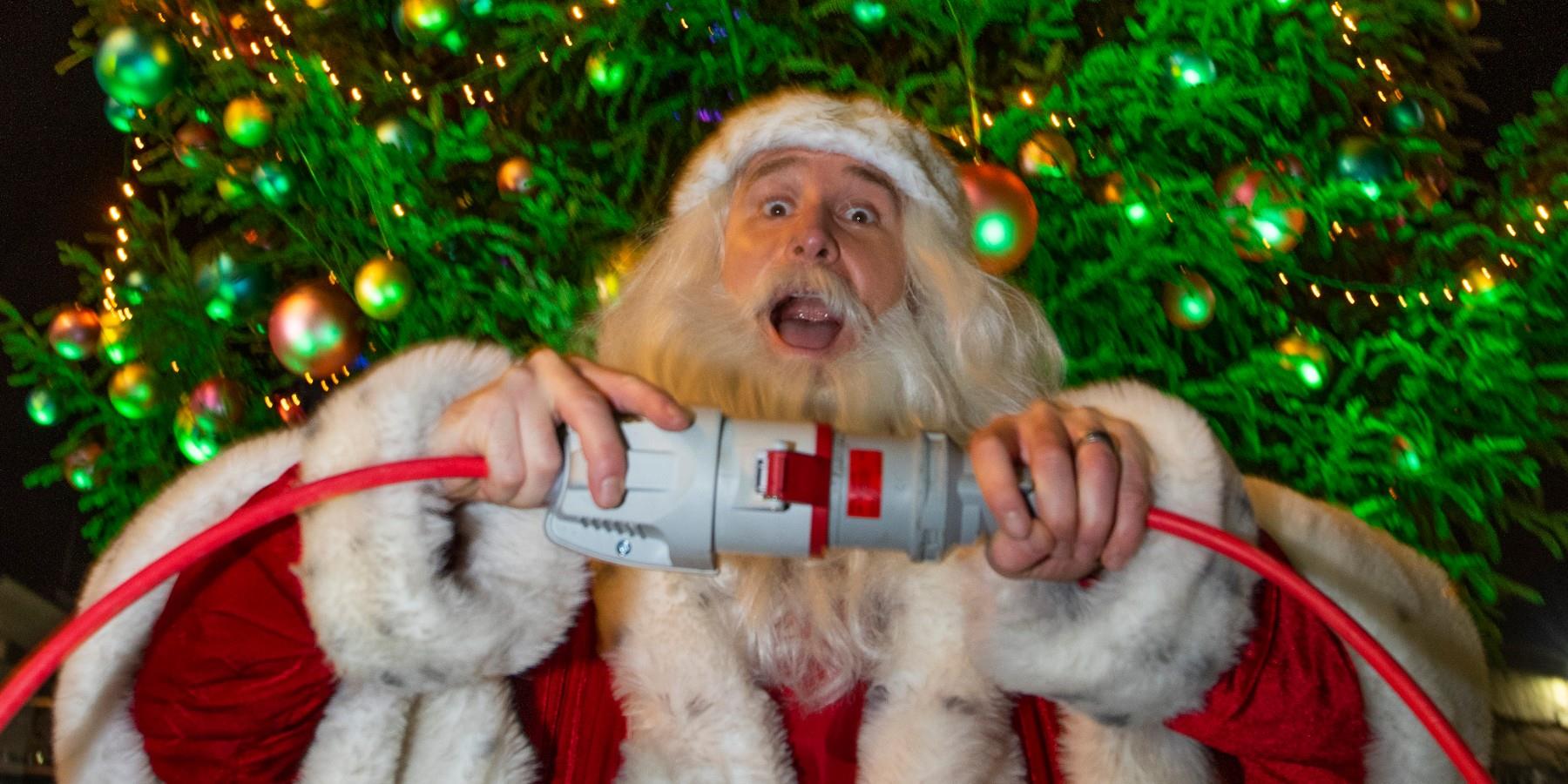 Santa switching lights on in Leicester city centre