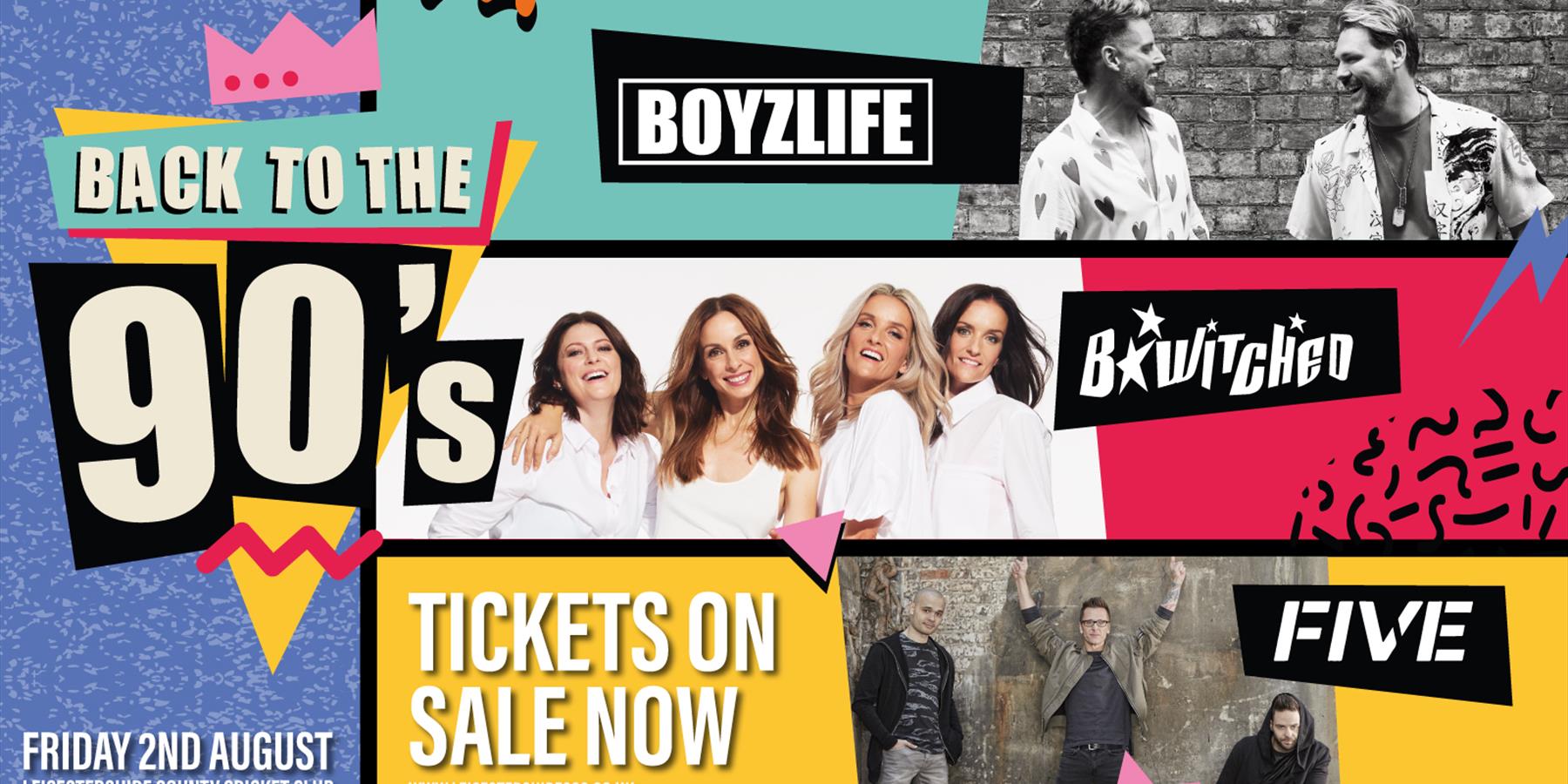 Back to the 90s event image featuring Five, Boyzlife and B*Witched