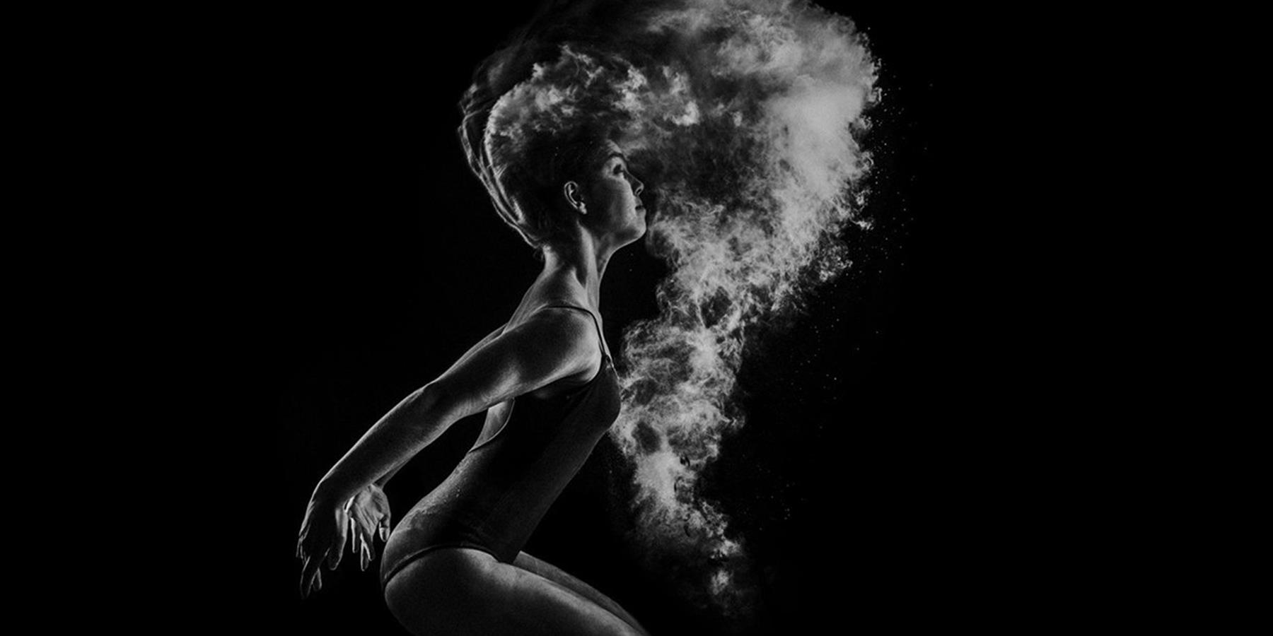 Contemporary dancer with smoky background