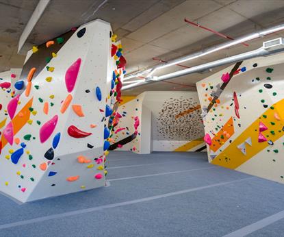 climbing wall of various shapes and sizes