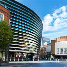 Curve theatre in leicester outside of the building