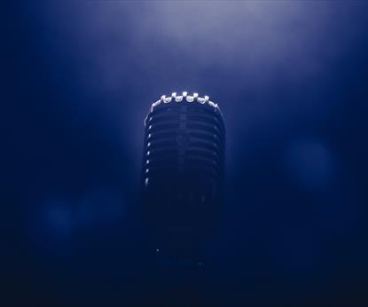 Microphone in blue smoke