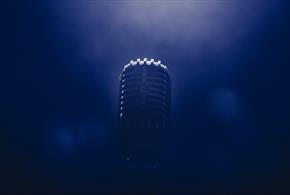 Microphone in blue smoke
