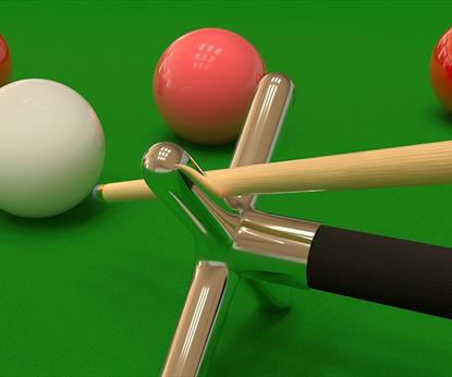Snooker balls and cue