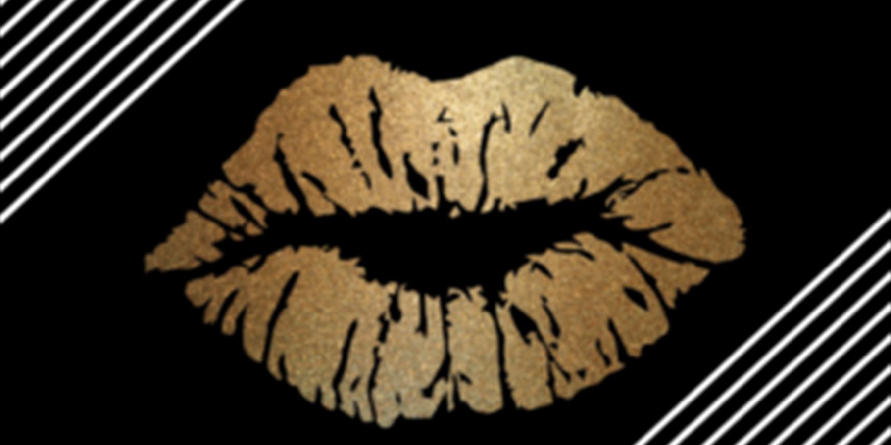Ladies night logo a pair of lips in gold