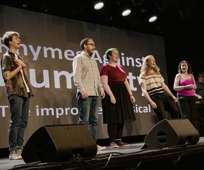 Leicester improv group Rhymes Against Humanity perform an improvised musical