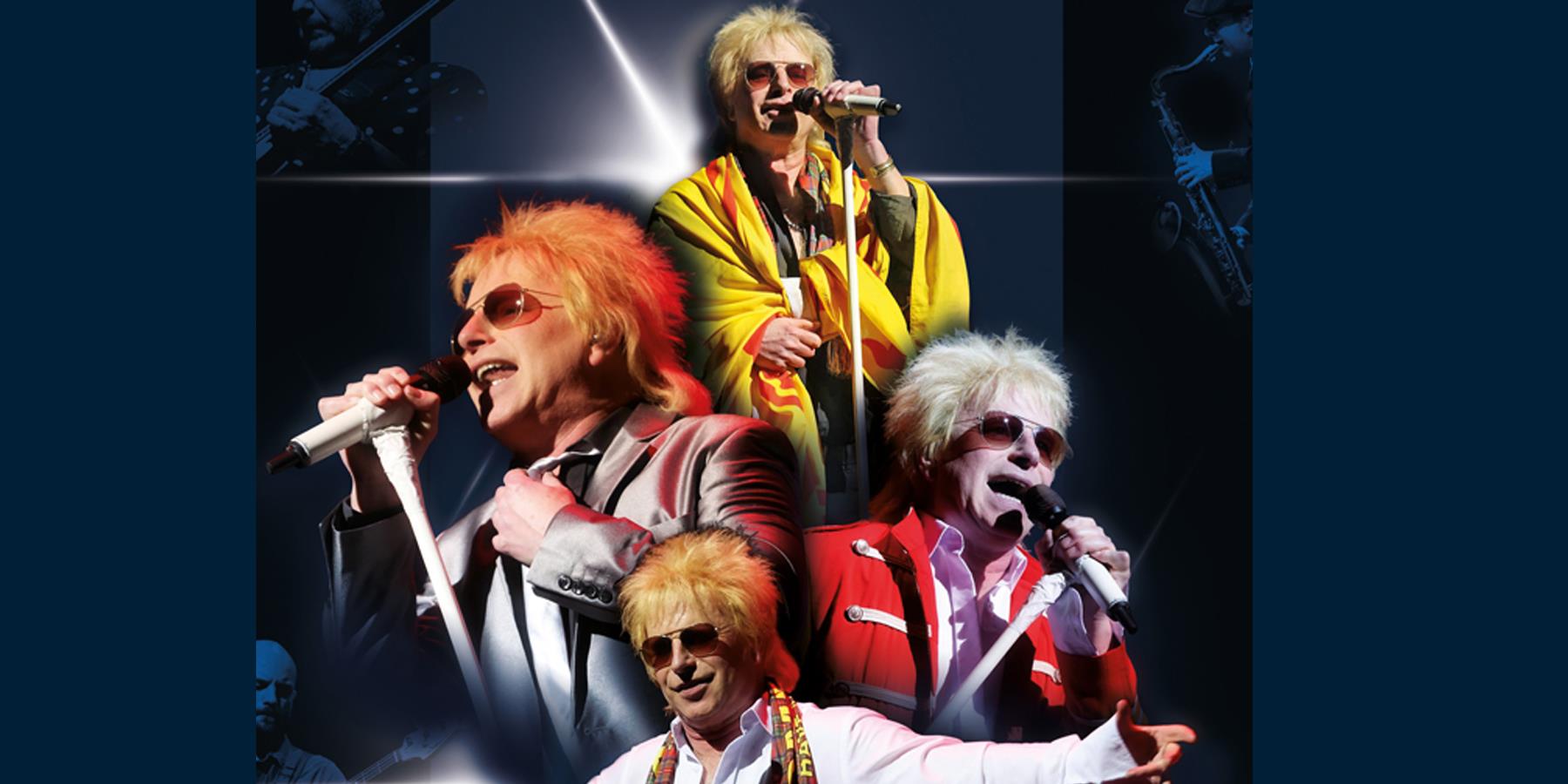 Pictures of a Rod Stewart impersonator singing