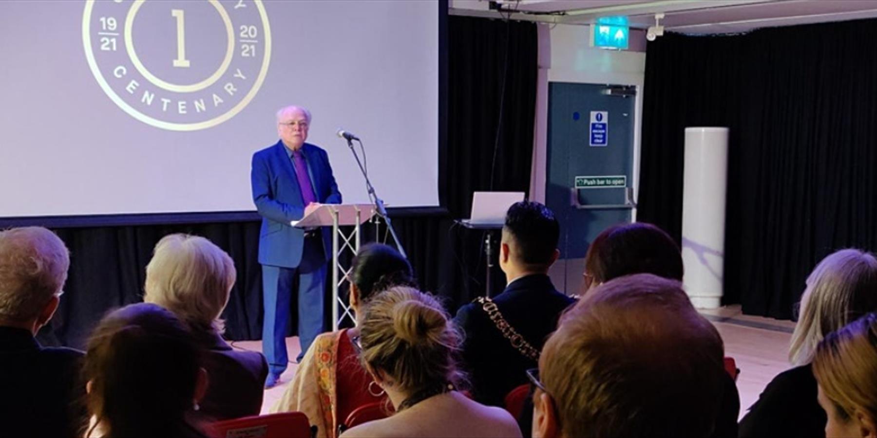 Michael Attenborough speaking at an event
