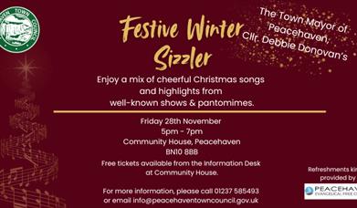 Poster with event details and Christmas images