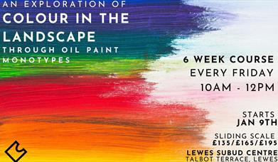 Range of colours in paint with event details