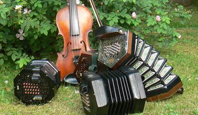 Collection of musical instruments for folk music
