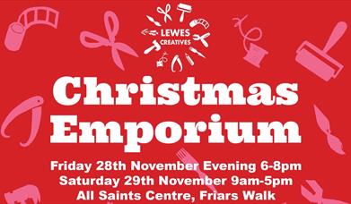 Poster with craft making tools in festive colours