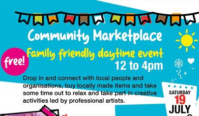 Poster with colourful bunting and details of event