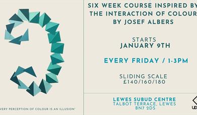 Image of blocks of colour with details of event