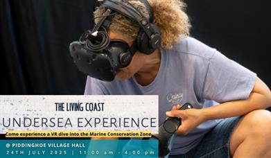 Wearing the headset for the Living Coast Undersea Experience