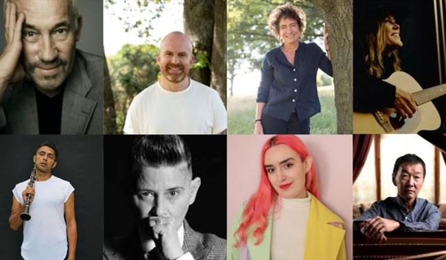 From l to r: Simon Callow, Matt Haig, Jeanette Winterson, Cerys Matthews, Arun Ghosh, Joelle Taylor, Eleanor Medhurst, Melvyn Tan