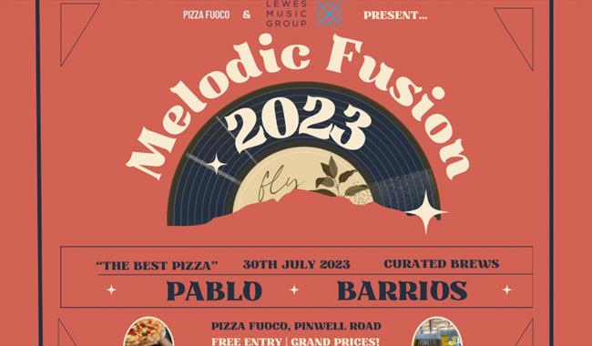 Poster featuring pizza and vinyl record