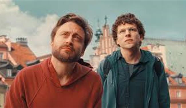 Actors Kieran Caulkin and Jesse Eisenberg in A Real Pain