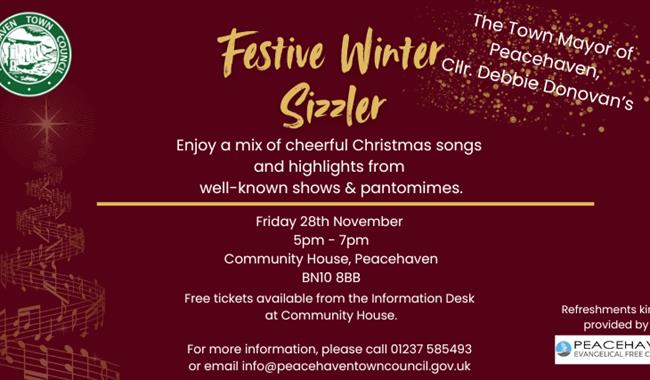 Poster with event details and Christmas images