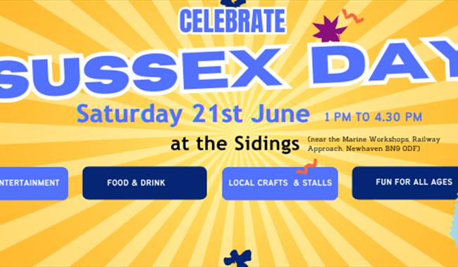 Poster for Sussex Day at the Sidings showing rays of sunshine