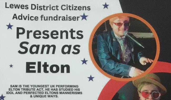photo of performer and details of event