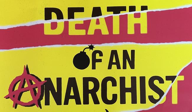 Poster in bright colours with title of play