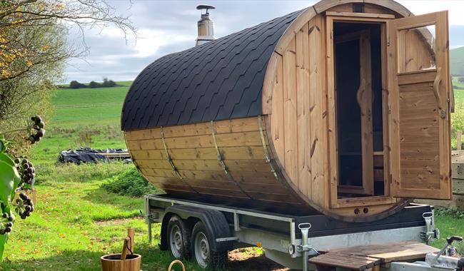 Wooden outdoor sauna