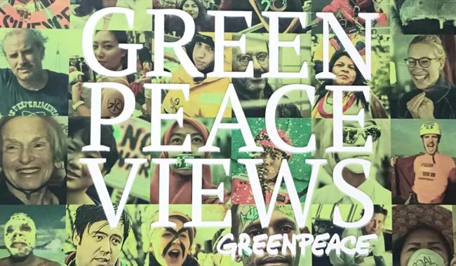 Poster for Green Peace featuring lots of members portrayed in old photographs
