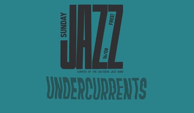 Teal coloured poster with details of Jazz concert