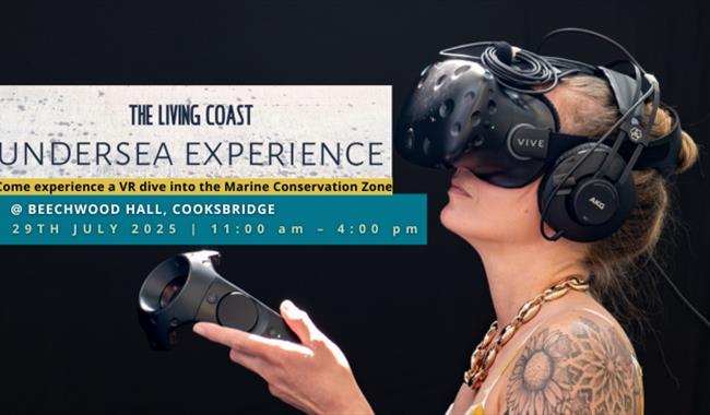 Wearing the headset for the Living Coast Undersea Experience