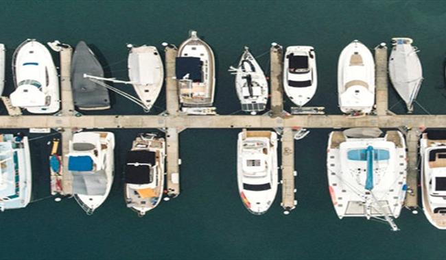 Row of boats moored