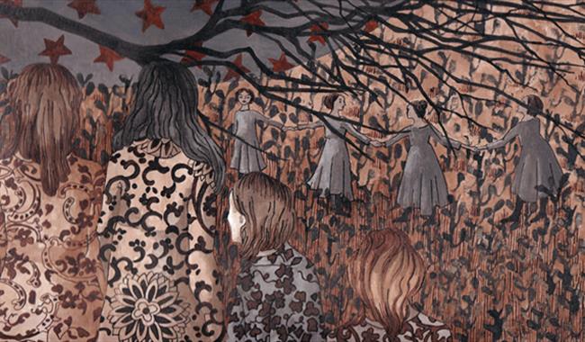 illustration of women in a field
