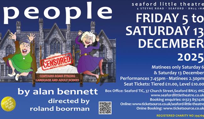Poster featuring old people dancing in front of a stately home