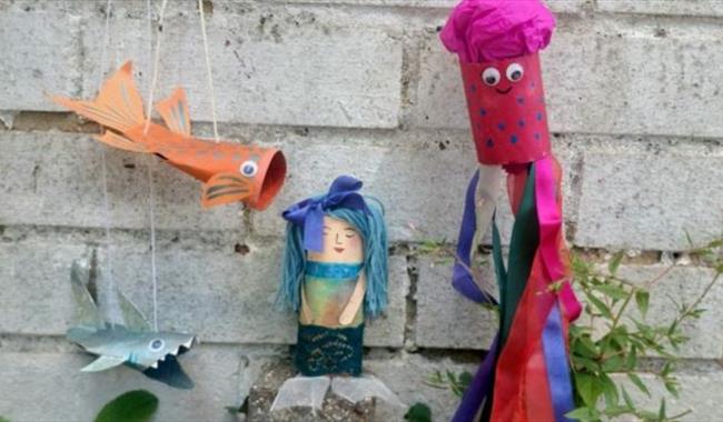 Handmade marine puppets