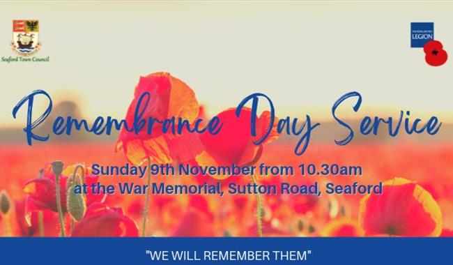 Stylised poppy field with event details