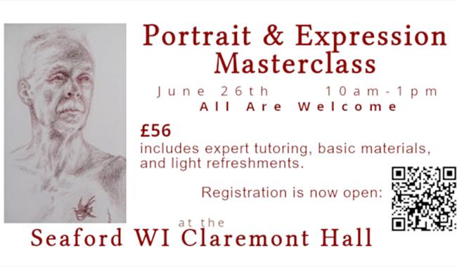 Pen and ink portrait with details of masterclass