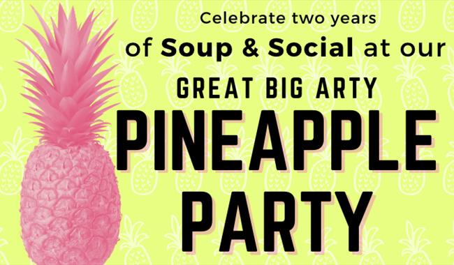 Party invitation illustrated with a pineapple