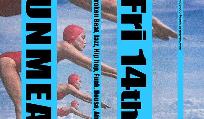 Poster featuring women diving into the clouds