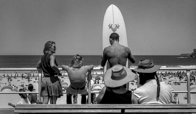 black and white photo of Bondi Beach