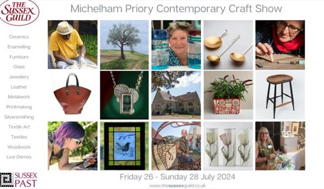 compilation of photographs of Sussex Guild craft makers and Michelham Priory