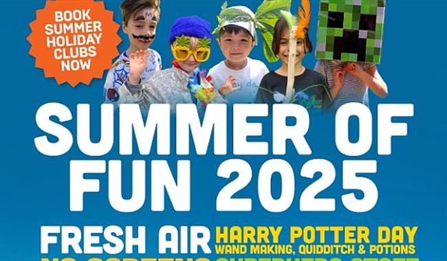 Poster featuring highlights of summer camp for kids