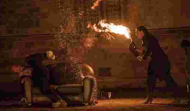 Dance performance with fire
