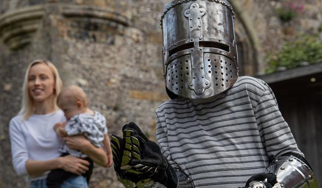 Boy dressed up as a knight in armour