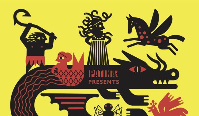 Patina poster with black and red creatures