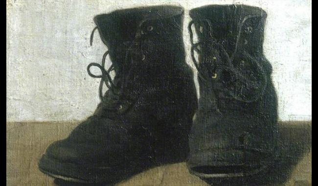 Painting of gardening boots