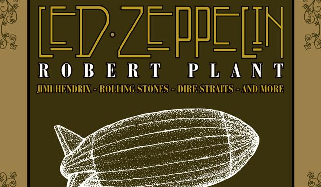 Outline of an airship on brown 70s- style poster