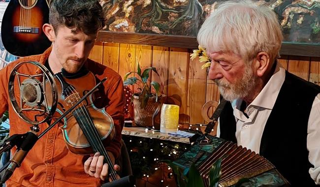 Folk musicians, father and son Charlie & Rowan Piggot
