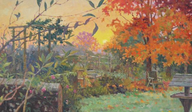 painting - autumnal garden scene