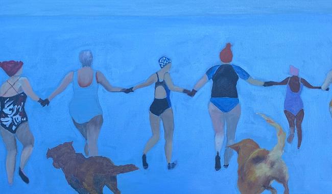 Image of swimmers entering the sea