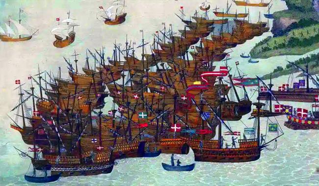 Illustration of Battle Ships at the Battle of the Solent, 1545